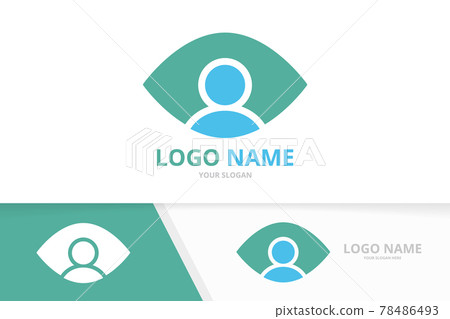 Vector eye and man logo combination. Unique human vision logotype design template. Vector eye and man logo combination. Unique human vision logotype design template. 78486493