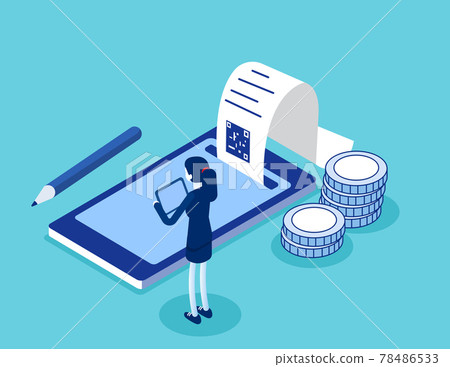 People characters paying bill on smartphone. Technology and mobile payment concept 78486533