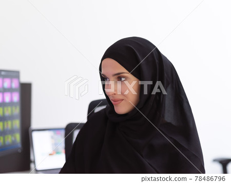 Portrait of young muslim female graphic designer 78486796