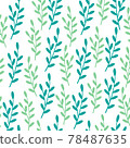 Seamless decorative green foliage pattern. Elegant vintage texture branches with leaves on white background. Vector tempate for fabric, wallpaper, backgrounds, wrapping paper, package, covers 78487635