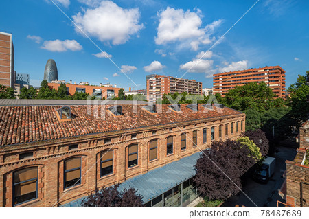 A view of area of Poblenou, old industrial district converted into new modern neighbourhood in Barcelona, Spain A view of area of Poblenou, old industrial district converted into new modern neighbourhood in Barcelona, Spain 78487689