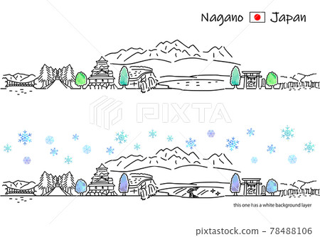 Simple line drawing set of the cityscape of Nagano Prefecture in winter (dam) Simple line drawing set of the cityscape of Nagano Prefecture in winter (dam) 78488106
