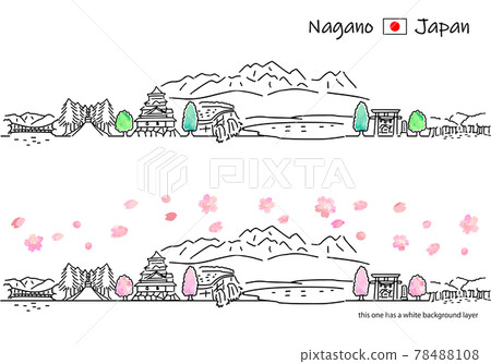 長野縣春季城市景觀的簡單線描集(水壩) 長野縣春季城市景觀的簡單線描集(水壩) 78488108