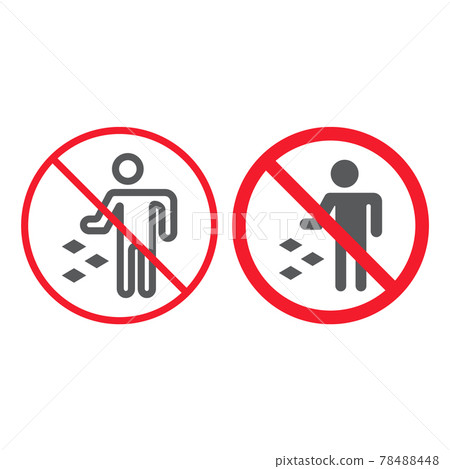 Do not litter line and glyph icon, prohibition and forbidden, no garbage sign vector graphics, a linear pattern on a white background, eps 10. Do not litter line and glyph icon, prohibition and forbidden, no garbage sign vector graphics, a linear pattern on a white background, eps 10. 78488448