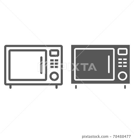 Microwave oven line and glyph icon, kitchen 78488477