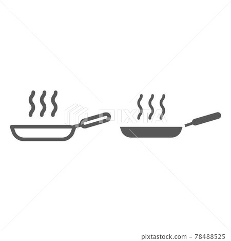 Frying pan line and glyph icon, kitchen - Stock Illustration [78488525 ...