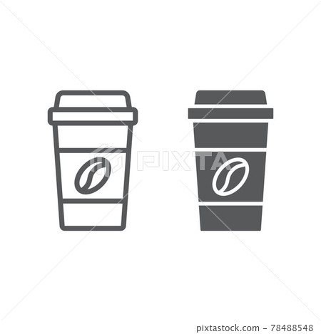 Disposable coffee cup line and glyph icon, coffee 78488548