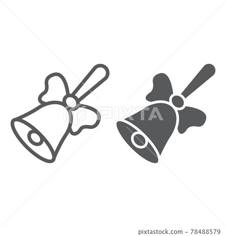 School bell line and glyph icon, school and education, ring sign vector graphics, a linear pattern on a white background, 78488579