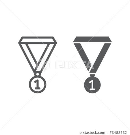 Medal line and glyph icon, school and sport, award sign vector graphics, a linear pattern on a white background, Medal line and glyph icon, school and sport, award sign vector graphics, a linear pattern on a white background, 78488582
