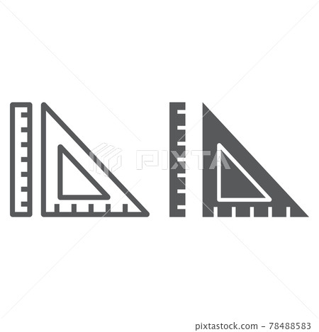 Geometry line and glyph icon, school and education, ruler sign vector graphics, a linear pattern on a white background, Geometry line and glyph icon, school and education, ruler sign vector graphics, a linear pattern on a white background, 78488583