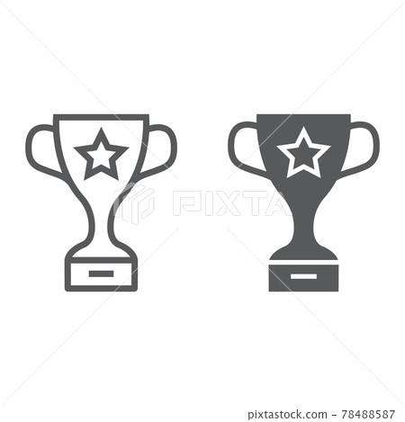 Winner trophy cup line and glyph icon, school and sport, award cup sign vector graphics, a linear pattern on a white background, Winner trophy cup line and glyph icon, school and sport, award cup sign vector graphics, a linear pattern on a white background, 78488587