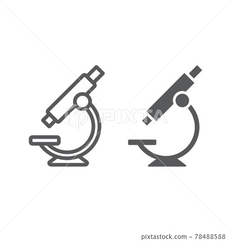 Microscope line and glyph icon, school and education, science sign vector graphics, a linear pattern on a white background, Microscope line and glyph icon, school and education, science sign vector graphics, a linear pattern on a white background, 78488588