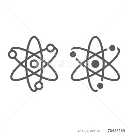 Atom line and glyph icon, school and education, physics sign vector graphics, a linear pattern on a white background, Atom line and glyph icon, school and education, physics sign vector graphics, a linear pattern on a white background, 78488589