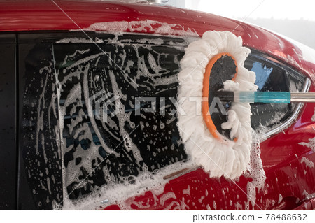 Washing red car, Equipment car wash With red car For cleaning to quality to customer on car showroom of service transport automobile transportation automotive image. 78488632
