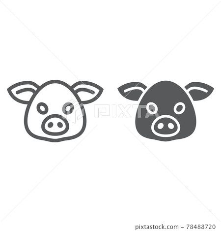 Pig line and glyph icon, animal and zoo, pork sign Pig line and glyph icon, animal and zoo, pork sign 78488720