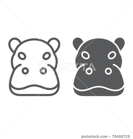 Hippo line and glyph icon, animal, hippopotamus Hippo line and glyph icon, animal, hippopotamus 78488728