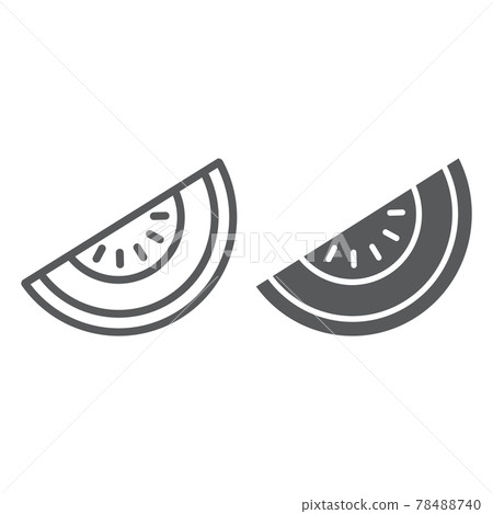 Melon line and glyph icon, fruit and vitamin, Melon line and glyph icon, fruit and vitamin, 78488740