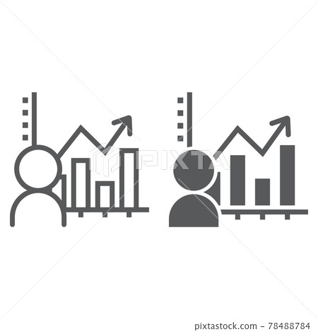 User analysis line and glyph icon, data User analysis line and glyph icon, data 78488784