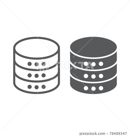 Database line and glyph icon, data 78489347