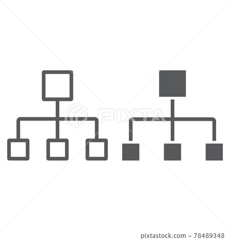 Flow chart line and glyph icon, data Flow chart line and glyph icon, data 78489348