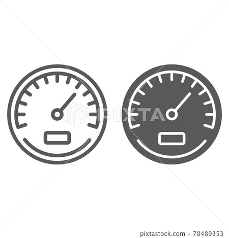 Speedometer line and glyph icon, data Speedometer line and glyph icon, data 78489353