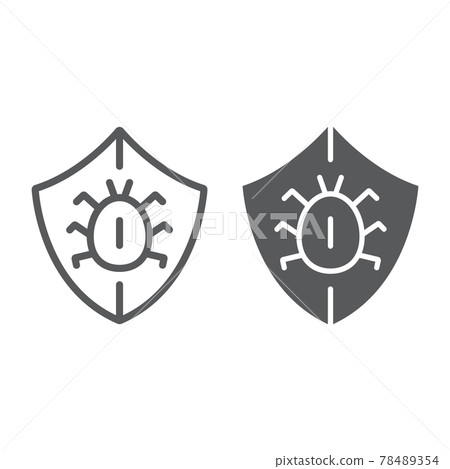 Antivirus line and glyph icon, security 78489354