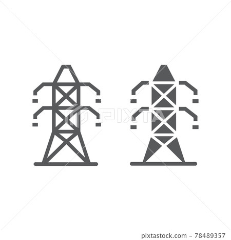 Electric tower line and glyph icon, ecology Electric tower line and glyph icon, ecology 78489357