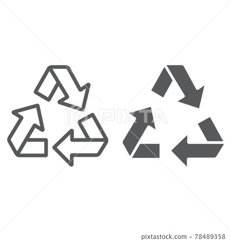 Recycle line and glyph icon, ecology protection Recycle line and glyph icon, ecology protection 78489358