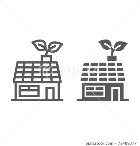 Low energy house line and glyph icon, ecology Low energy house line and glyph icon, ecology 78489377