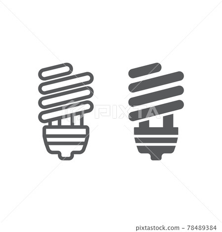 Energy saving line and glyph icon, ecology lamp Energy saving line and glyph icon, ecology lamp 78489384