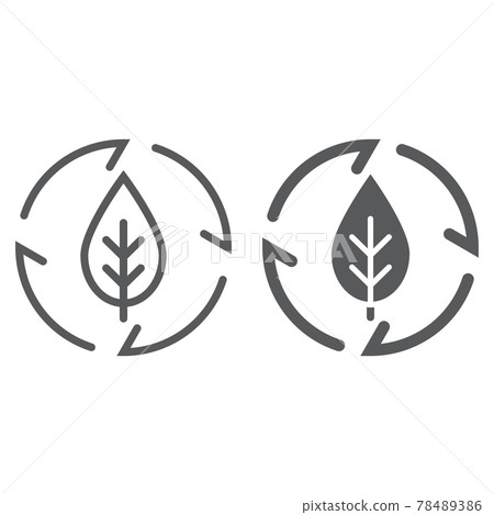 Leaf in arrows line and glyph icon, ecology Leaf in arrows line and glyph icon, ecology 78489386