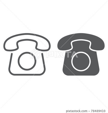 Old phone line and glyph icon, contact us Old phone line and glyph icon, contact us 78489410