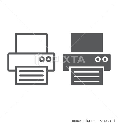Fax line and glyph icon, office and document Fax line and glyph icon, office and document 78489411