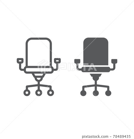 Office chair line and glyph icon, office - Stock Illustration [78489435 ...