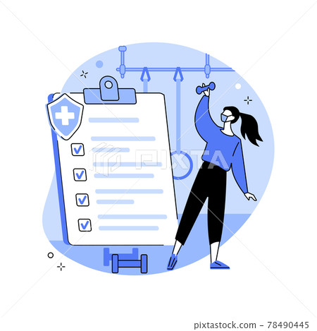 Fitness clubs and gyms pandemic regulations abstract concept vector illustration. Fitness clubs and gyms pandemic regulations abstract concept vector illustration. 78490445