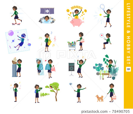 A set of black business women about hobbies and lifestyle. B type 78490705