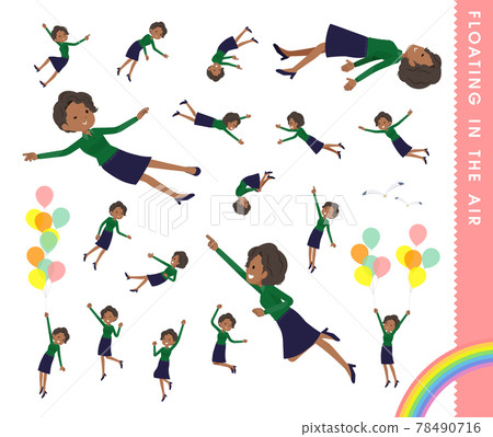 一組漂浮在空中的黑人女商人 78490716