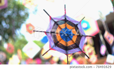 Cultural colorful festive ornaments hanging handicraft fabric of indochina Southeast Asian highland tribe Cultural colorful festive ornaments hanging handicraft fabric of indochina Southeast Asian highland tribe 78491629