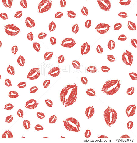 Vector seamless background kiss lips prints pattern 78492078