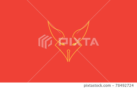 lines head fox with pencil logo vector icon illustration design 78492724