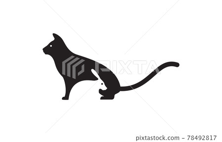 silhouette negative space cat and rabbit logo vector icon illustration design silhouette negative space cat and rabbit logo vector icon illustration design 78492817