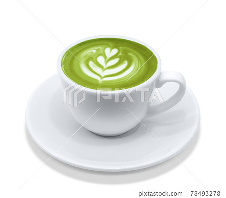 Matcha latte, matcha au lait, drink, top, illustration, realistic, hot 78493278