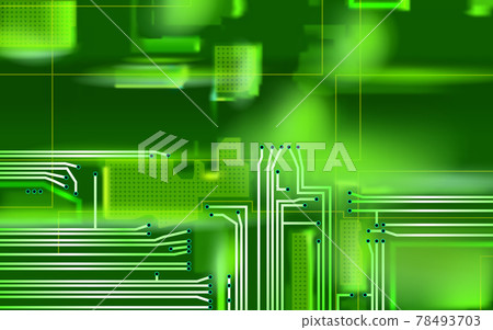 Green background. Abstract Hi-tech composition electronic.  Printed circuit board variant concept. 78493703
