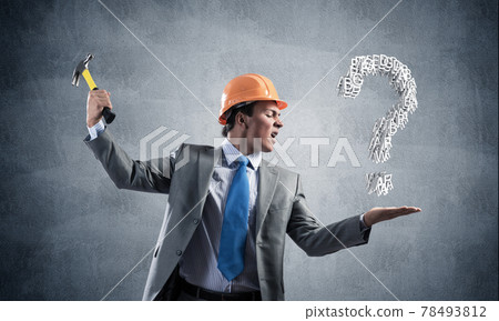Businessman going to crash question mark Businessman going to crash question mark 78493812