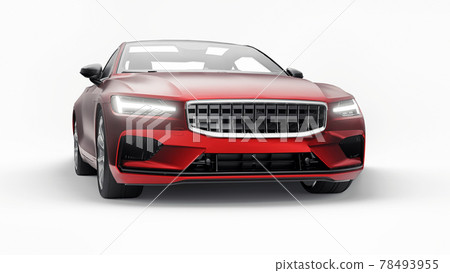 Concept car sports premium coupe. Plug-in hybrid. Technologies of eco-friendly transport. Red car on white background. 3d rendering. 78493955