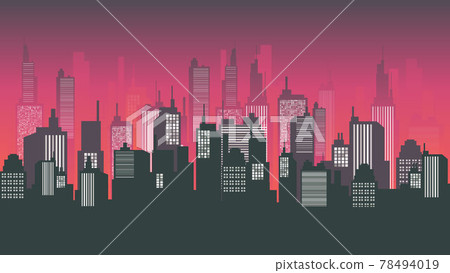 Vector Urban Cityscape Silhouette illustration. Vector Urban Cityscape Silhouette illustration. 78494019