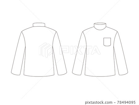 Mock neck long sleeves (with pockets) Template front and back white 78494095