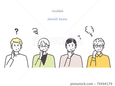 Icon illustration of a senior man in trouble 78494179