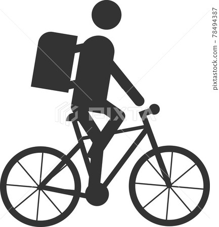Bicycle courier badge. Delivery service. ector flat illustration. Bicycle courier badge. Delivery service. ector flat illustration. 78494387