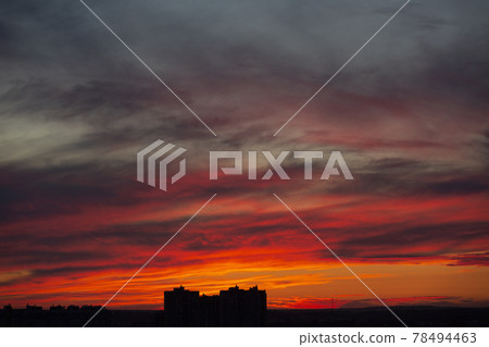 Beautiful sky at sunset over the city Beautiful sky at sunset over the city 78494463